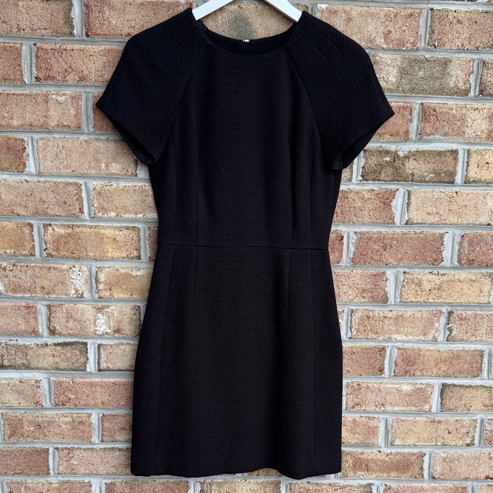 Banana Republic textured black matelasse dress with short sleeves, size 4